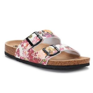 mudd women's double buckle slide sandals